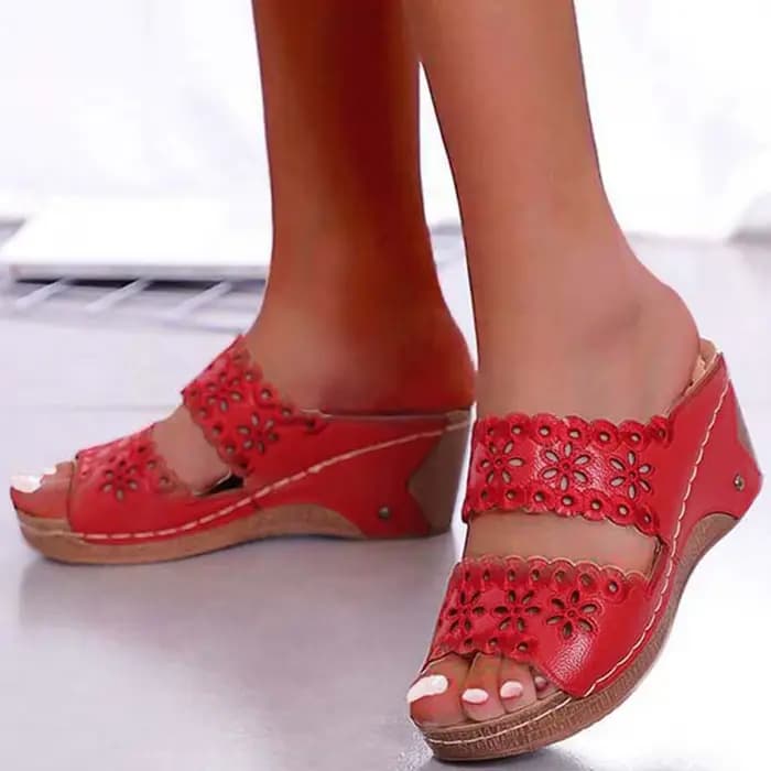 Sandales chaussures femmes été plate-forme chaussures femme sans lacet chaussures de marche coin femmes sandales rétro femme pantoufles chaussures femme