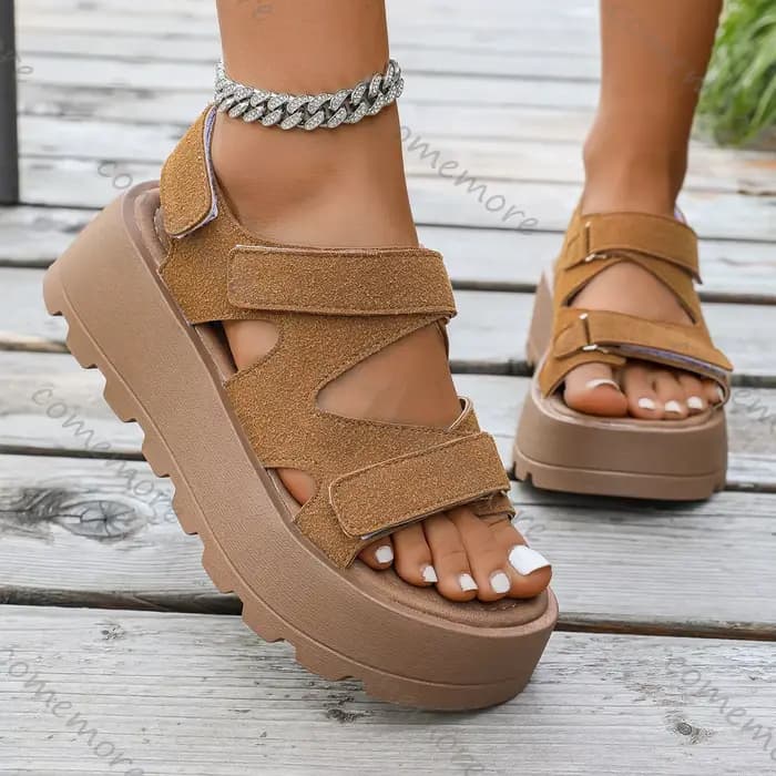 Comemore – sandales rétro pour femmes, chaussures d'été à talons hauts et plateforme à bout ouvert de 5CM, chaussures décontractées pour dames, Sandalias Femininas