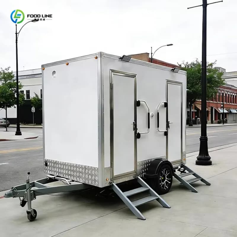 Toilettes mobiles préfabriquées personnalisées pour l'extérieur, remorque de toilettes portables, to
