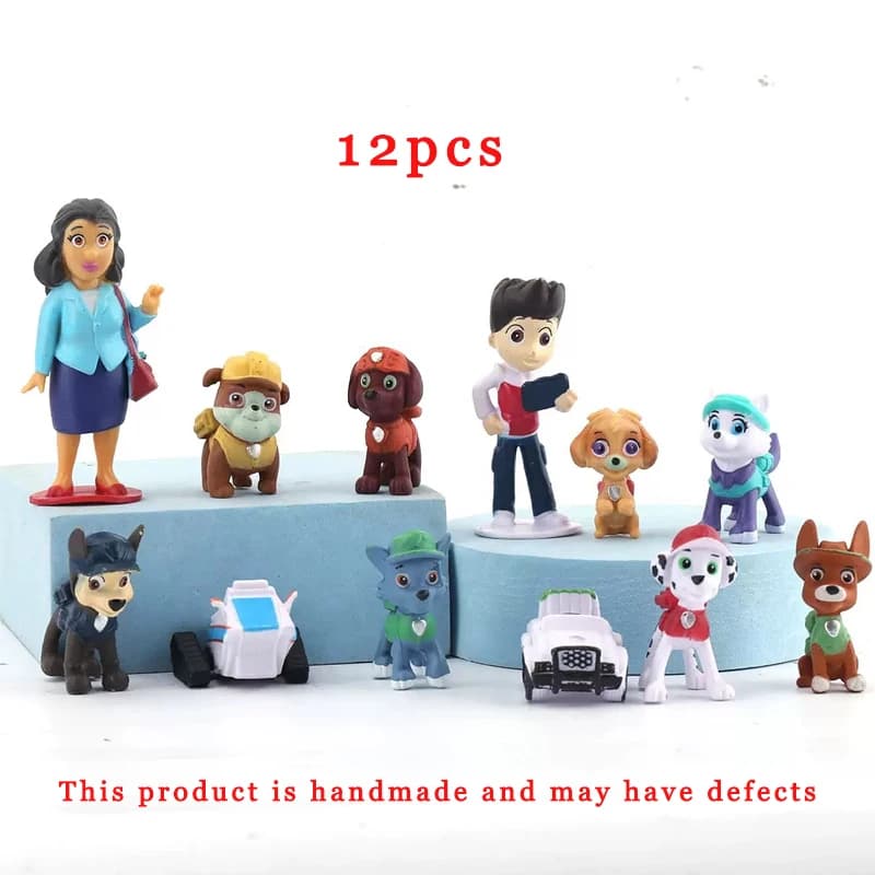 Figurines d'action populaires de 12 pièces, Pat'Patrouille, animaux de compagnie, empreintes de patt
