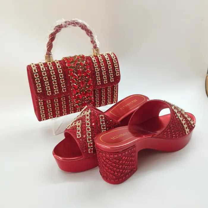 Mode 2025 nouvelles femmes strass chaussures et sac ensemble OToe pompes