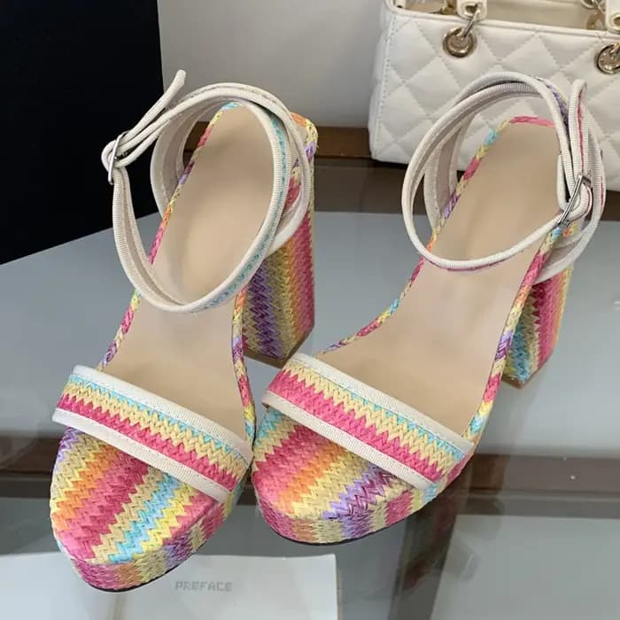 Sandales pour femme Eilyken sexy à boucle tressée camouflage