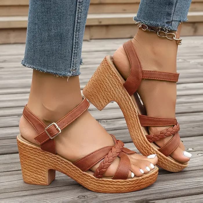 Camel Optics-Sandales à Talons Hauts pour Femme