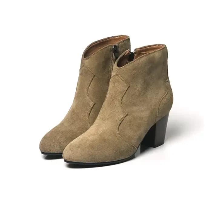 Cheville femmes bottes bout pointu côté fermeture éclair talons épais noir chameau décontracté bureau fête botte courte grande taille 53 54 M-086