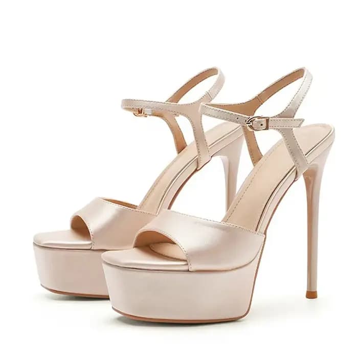Liyke Designer confortable soie bride à la cheville femmes Sexy 14CM sandales mode bout ouvert noir plate-forme talons