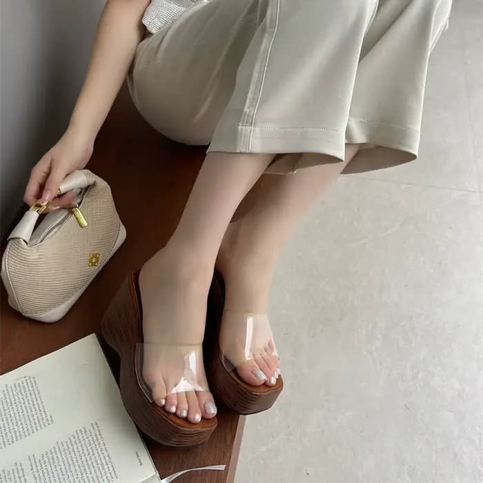 Sandales sexy pour femmes à talon haut effet bois