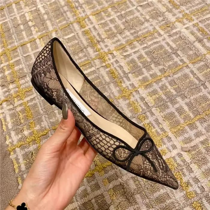 Talons aiguilles printemps et été nouveau bout pointu dentelle peu profonde maille strass chaussures de mariage plates robe de banquet sandales pour femmes