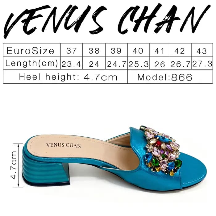 Mules bleu ciel métallisé 2026 avec strass et sac bandoulière assorti - Sandales à talon carré pour femme pour mariages et soirées