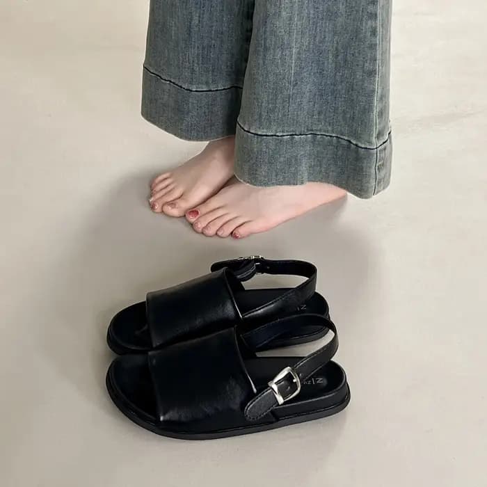 Sandales Minimalistes et Tendance à Semelle Épaisse et Bout Rond