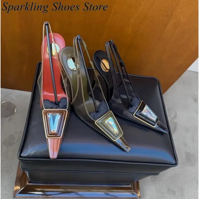 Sandales à talons transparents en PVC vert bordeaux, ornées de pierres précieuses, à bout pointu, talon bas, nouvelle collection été, chaussures modernes de créateur 2026