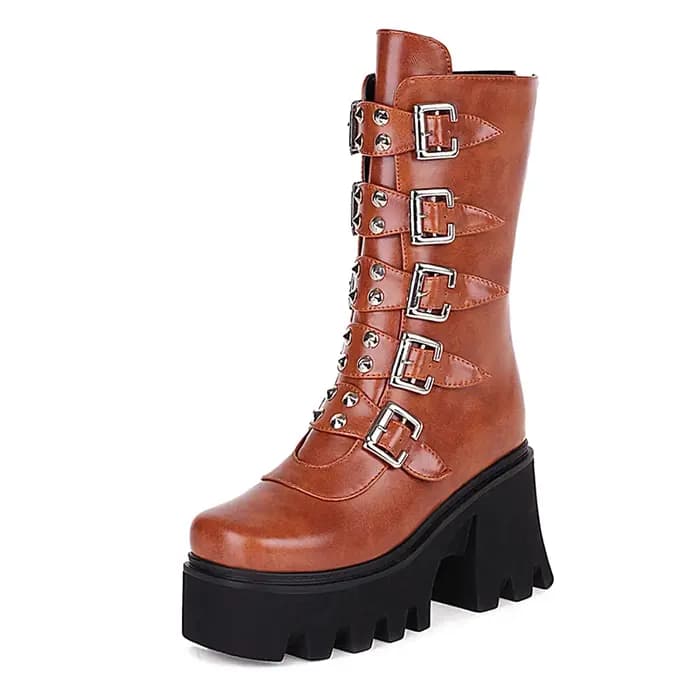 Gdgydh-Bottes à Plateforme Gothiques Punk pour Femme