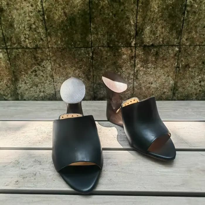 Pantoufles à talons hauts compensés en bois pour femmes