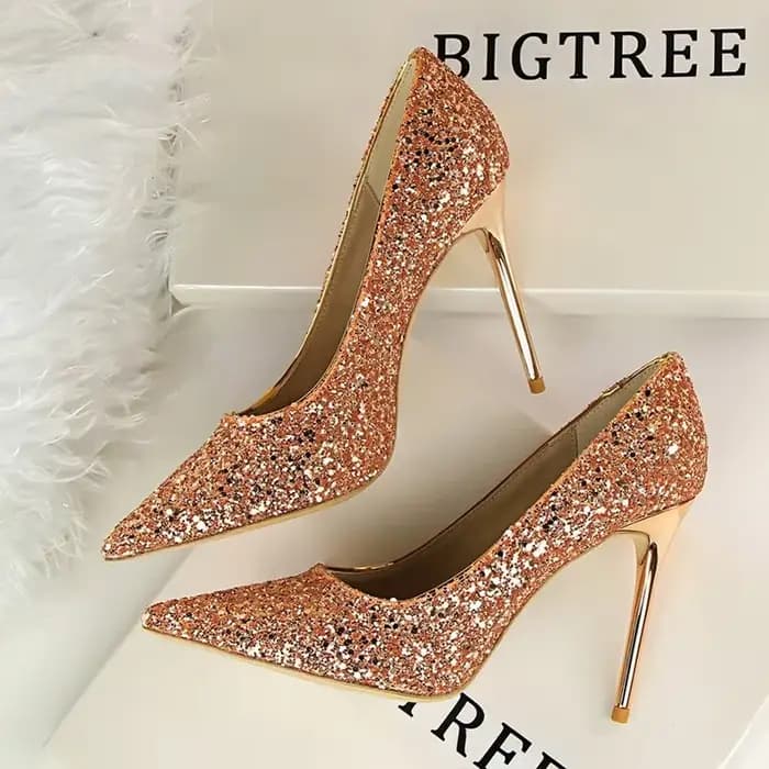 Femmes pompes mode talons hauts fête de mariage Bling