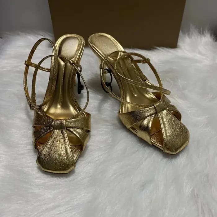Sandales de gladiateur à talons hauts dorés pour femmes