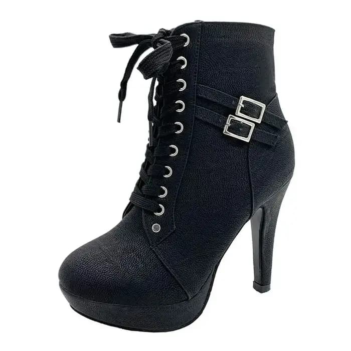 Escarpins confortables à lacets pour femmes, chaussures à semelle optique, bottes de rinçage pour dames, talons fins, automne, nouveau