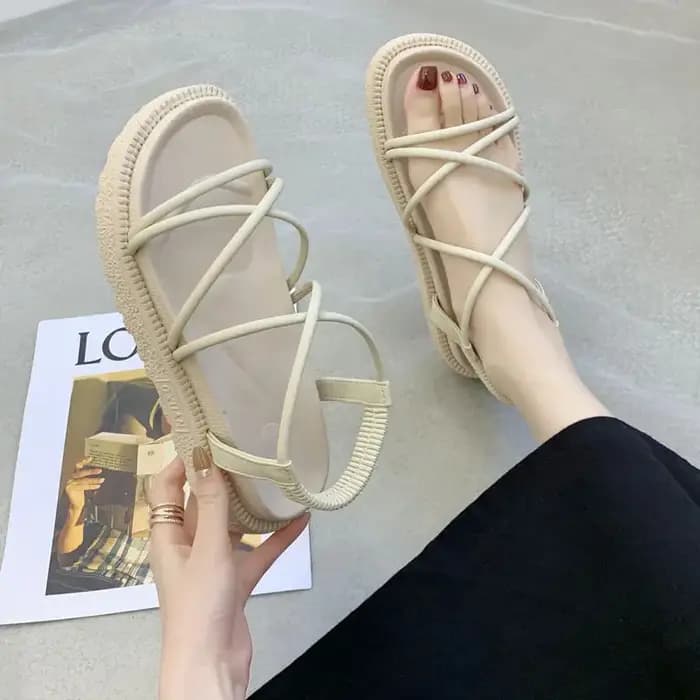 Sandales pour femme plate-forme été 2025 plage chaussures pour femmes chaussures beiges avec talons moyens orthopédiques Style romain quotidien F H Vip