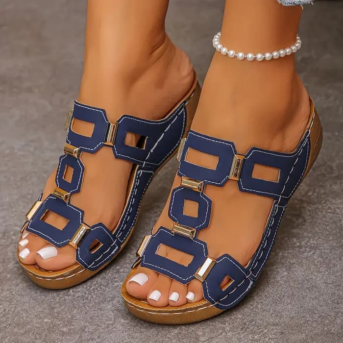 Sandales géométriques tendance pour femmes, chaussures polyvalentes à semelles souples pour un usage quotidien, confortables, légères, décontractées pour l'intérieur et l'extérieur