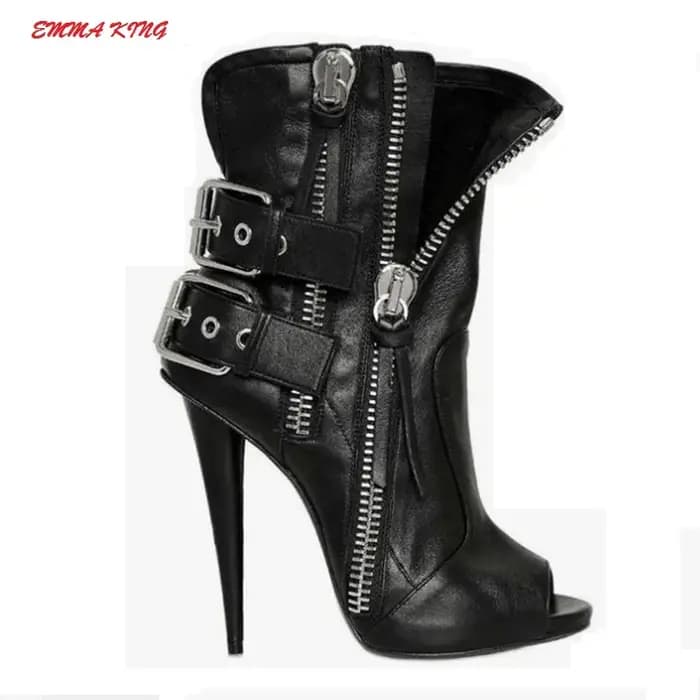 Emma King-Sandales Gladiateur à Talons Hauts pour Femme, Bottes d'Été Peep Parker, Fermeture Éclair Latérale, Chaussures à la Mode, 2021