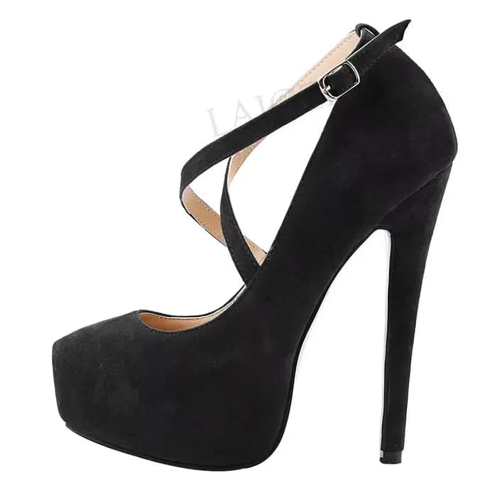 LAIGZEM-Escarpins à talons hauts pour femmes, sandales en faux daim, chaussures de soirée, grande ta