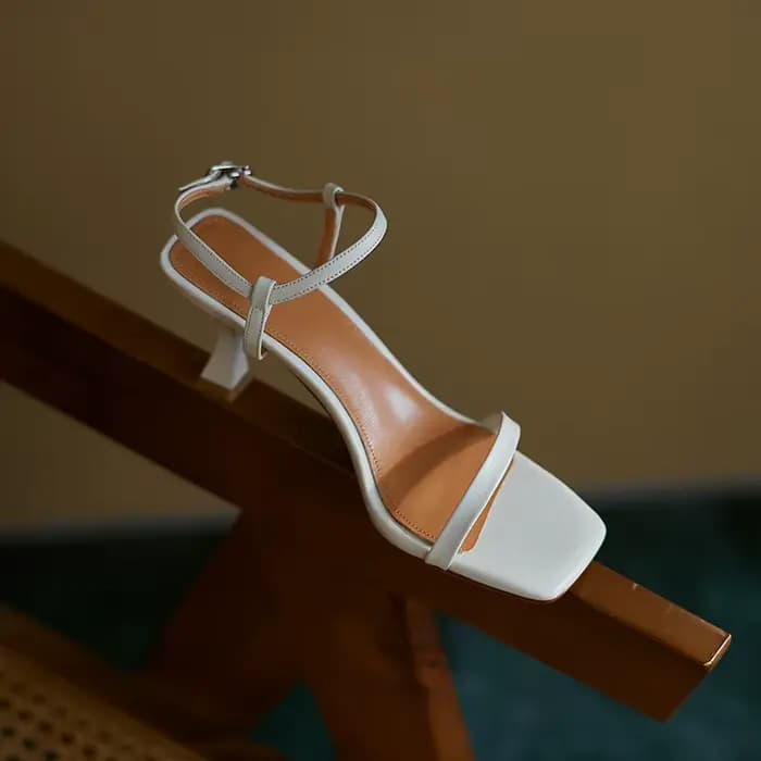 Call TAA-Sandales décontractées en cuir véritable pour femmes, talons hauts fins, chaussures à plate