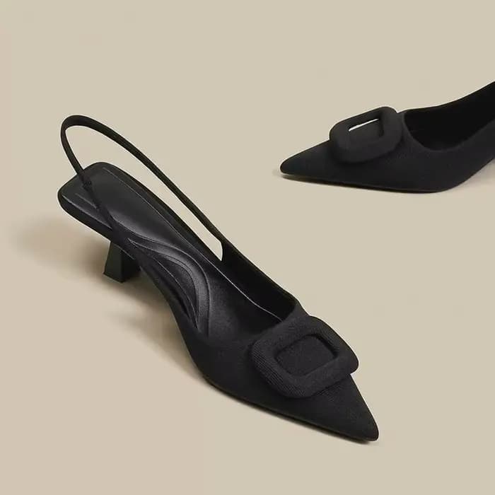 Chaussures Slingback Femme Tendance Printemps Nouveauté Talons Hauts Élégants à Talon Moyen Bout Poi