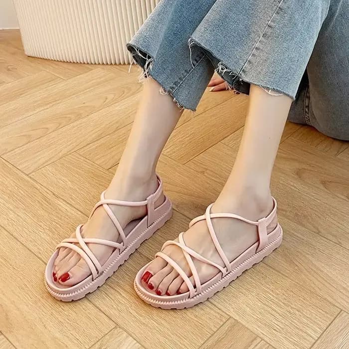 Nouvelle sandale orthopédique femme été 2025 plage sans talon confortable plat femmes espadrilles romaines sandales noir rose rouge Sexy
