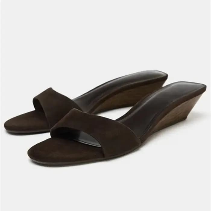 Sandales coulissantes concises à talons compensés pour femmes