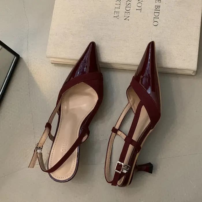 SUOJIALUN 2024 printemps nouvelles femmes sandale mode bout pointu peu profond sans lacet robe Mules chaussures mince