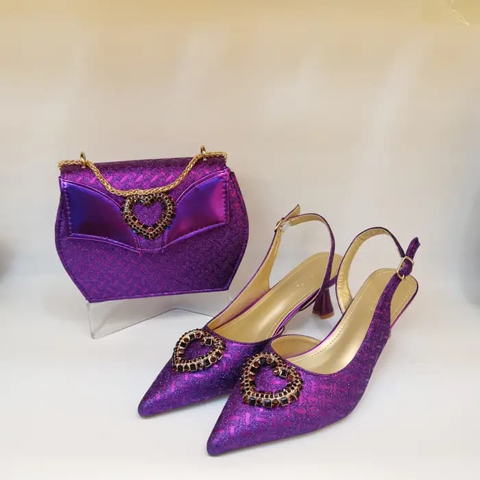 Mode talons hauts strass chaussures et sac ensemble pour femmes Design italien bout pointu