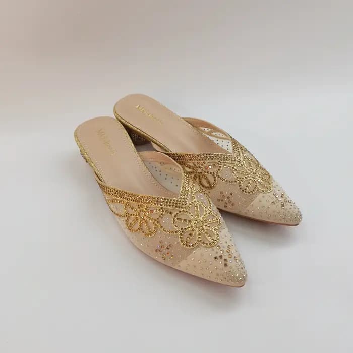 Sandales souples italiennes pour femmes, jolies mules en maille brodée bleues pour toutes les occasions, chaussures confortables pour femmes, style très vendu