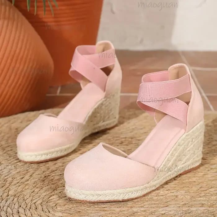 Sandales compensées espadrilles pour femmes à bout couvert