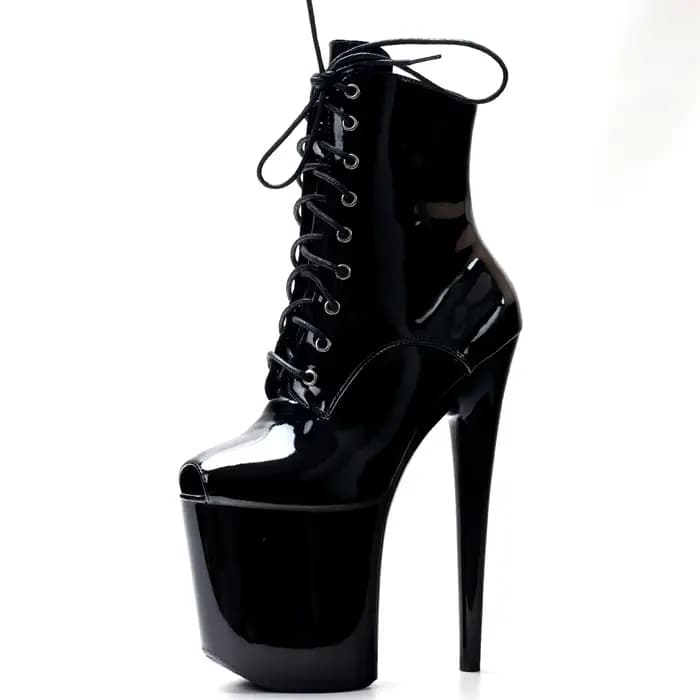 Extrem 8" talon aiguille à lacets Peep Toe pôle danse plate-forme exotique bottes courtes taille 36-43