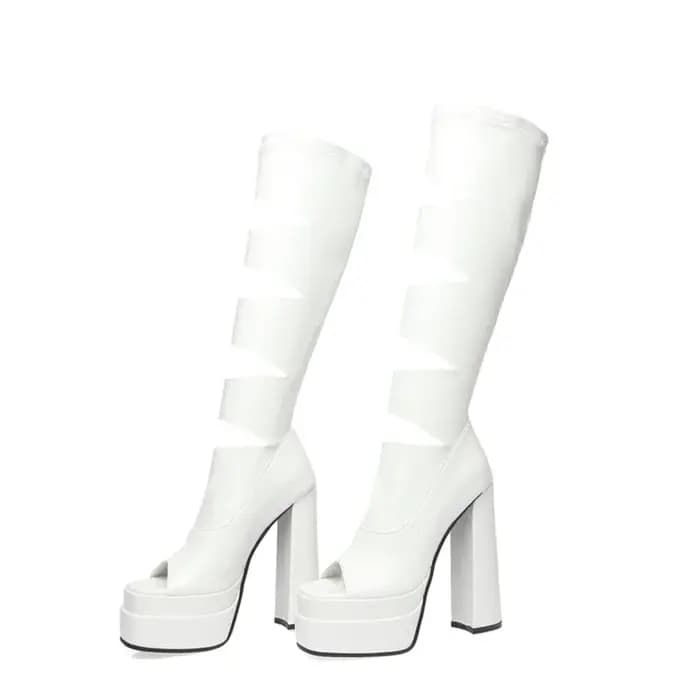 BLXQPYT sandales femmes nouveauté créateur de mode Sexy évider Peep orteil été élastique botte plate-forme talons grandes chaussures 2022-10