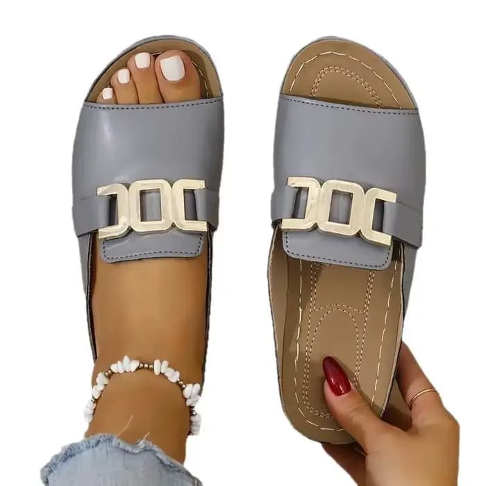 Sandales à talons compensés pour femmes, chaussures à boucle, pantoufles d'été 2025, sandales à plateforme, pieds nus, chaussures confortables 44