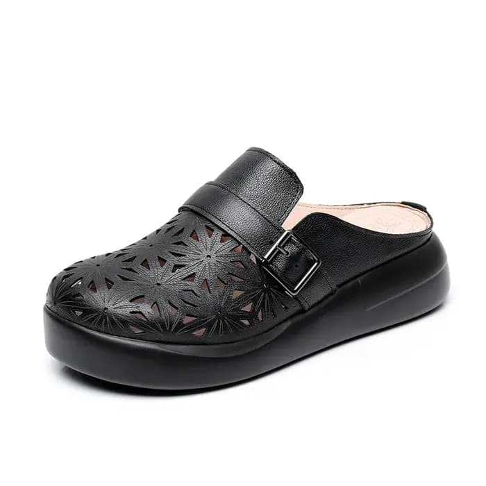 GKTINOO – mules romaines d'été pour femmes, chaussures en cuir de vache véritable, semelle souple avec sangle à boucle, pantoufles de sandales faites à la main