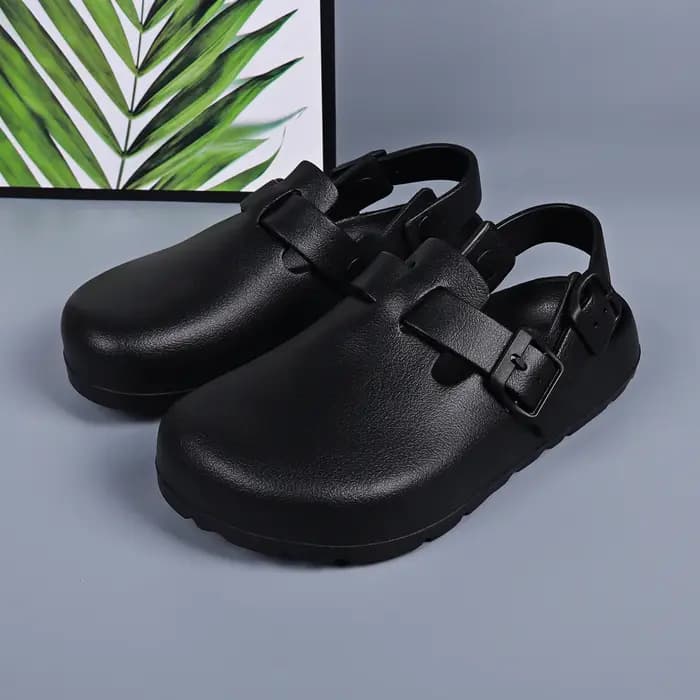 Chaussures de créateur pour femmes, talons à plateforme, boucle réglable, chaussures de Chef légères et imperméables, sabots mules noirs, décontractées et confortables