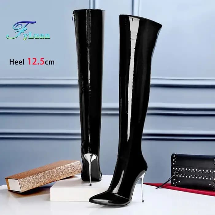 Cuissardes à talons aiguilles holographiques pour femmes