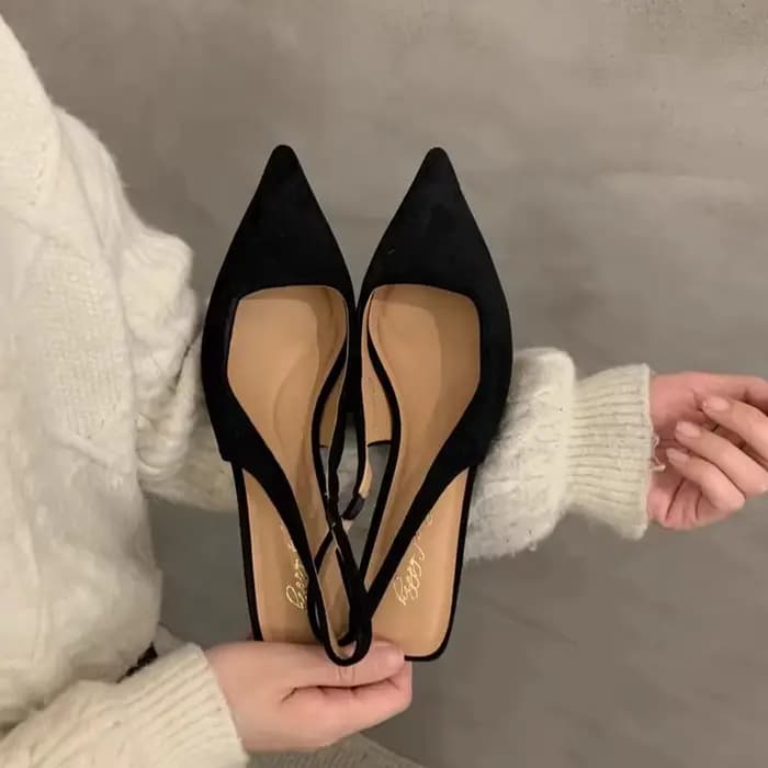 SUOJIALUN 2024 printemps nouvelles femmes sandale mode bout pointu peu profond sans lacet robe Mules