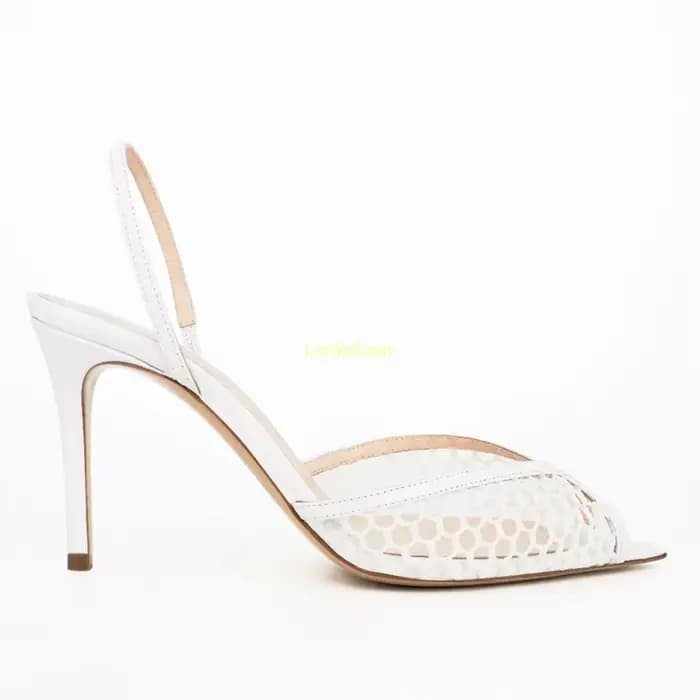 Peep Toe Net Slingback cheville chaîne sandales Sexy évider bout pointu talon mince nouveautés mode femmes chaussures modernes