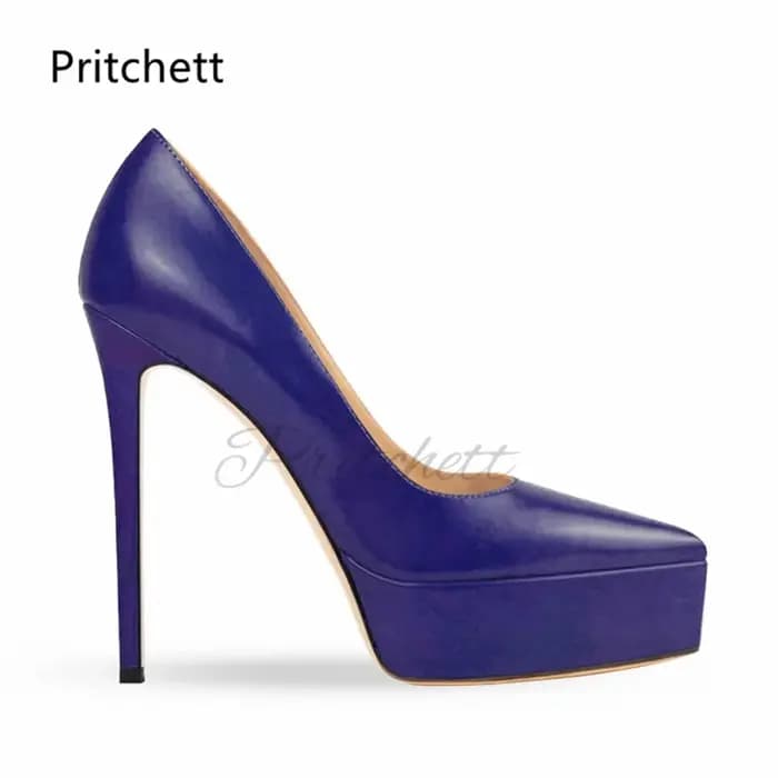 Escarpins à plateforme en cuir noir pour femmes