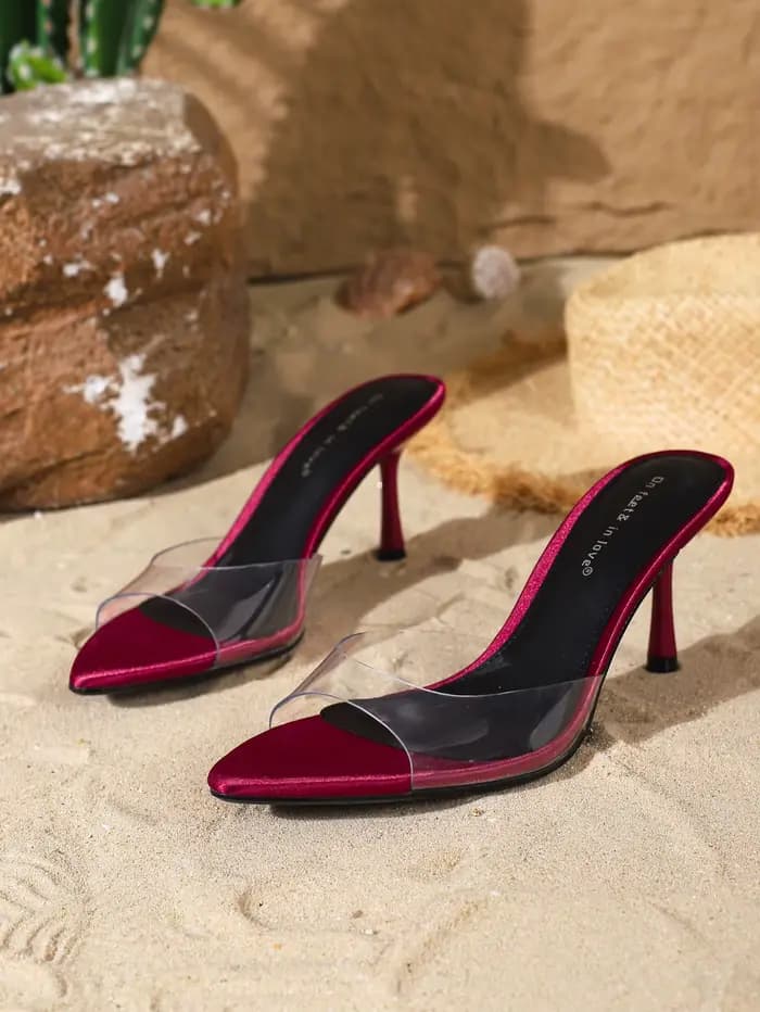 Sandales mules à talon aiguille transparentes en TPU, élégantes et stylées, à bride unique, à bout o
