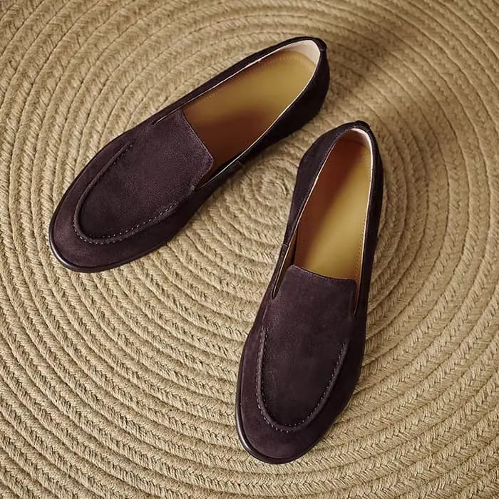 Call TAA-Escarpins en cuir à talons plats pour femmes, chaussures de ballet décontractées, mode prin