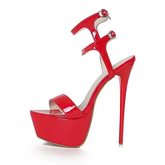 Sandales à plateforme à talons hauts rouges sexy pour femmes