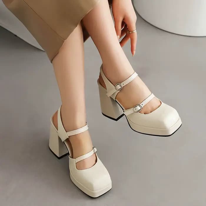 Sandales à talons épais pour femmes, mode, bout carré, bride à boucle, chaussures de soirée, mariage