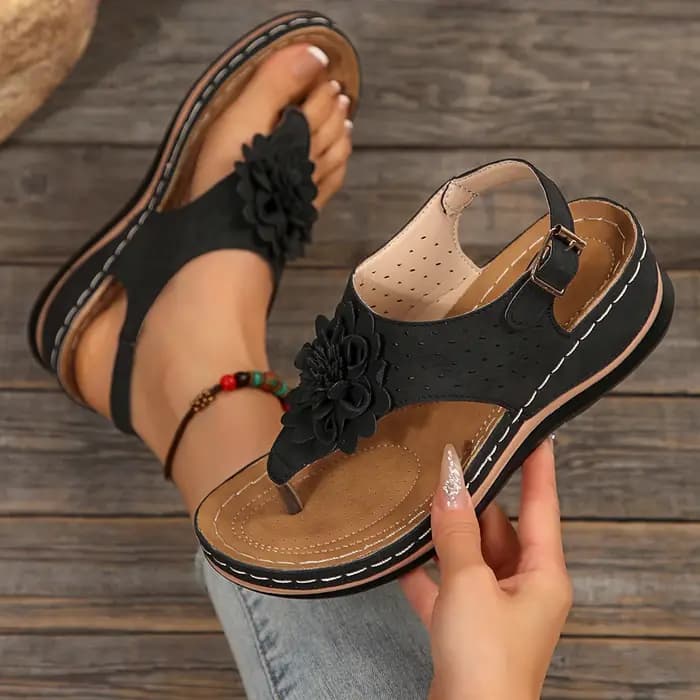 Sandales florales pour femmes 2025 – Chaussures compensées d'été à plateforme