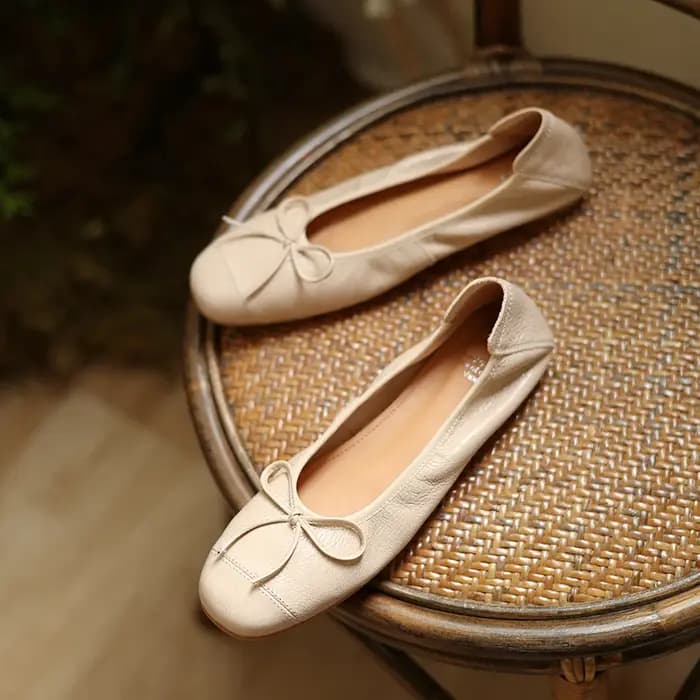Ballerines en cuir de mouton véritable pour femmes