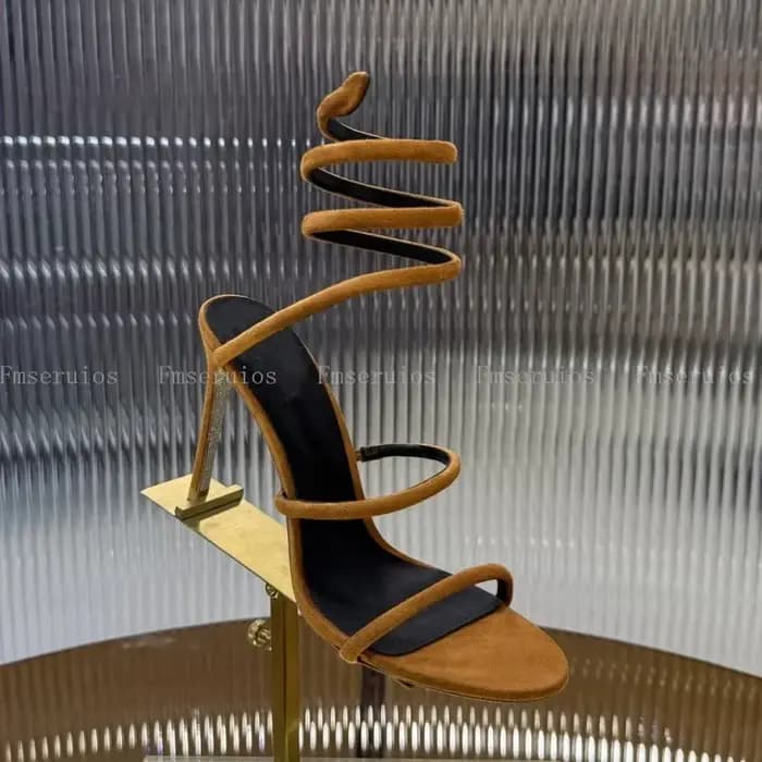 Offre spéciale Sexy talons hauts sandales femme cheville serpent ficelle autour de luxueux haute qua