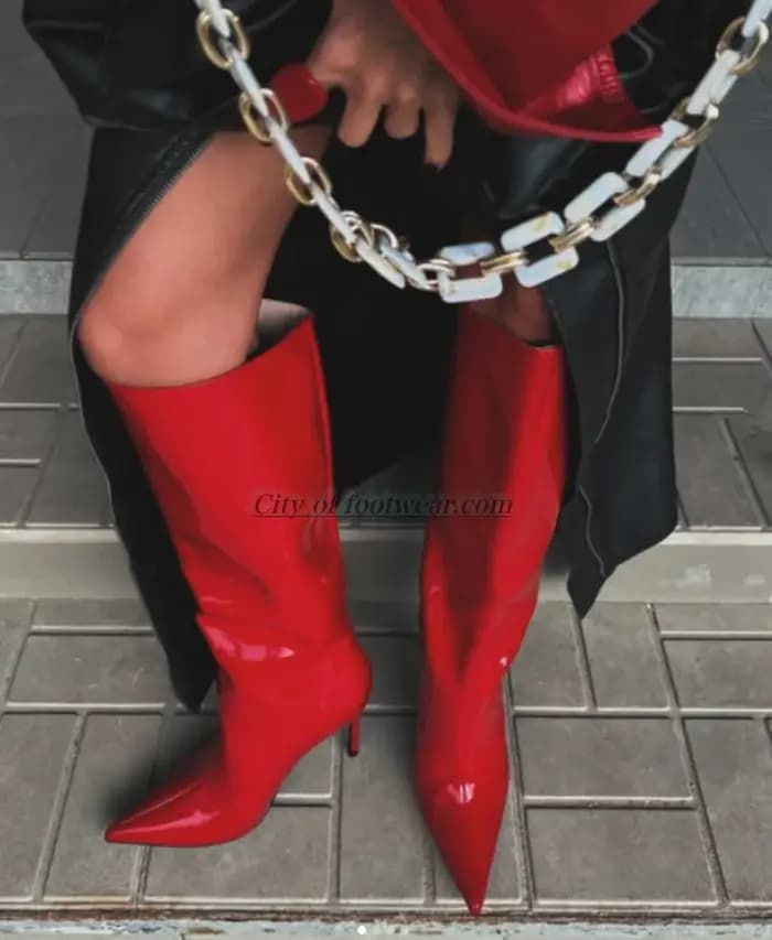 Bottes hautes en cuir marron/noir sexy pour femmes