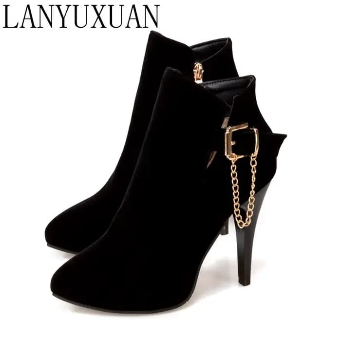 Bottes à plateforme à talons hauts pour femmes, grande taille 31-50, bottines à bout pointu, sexy, à