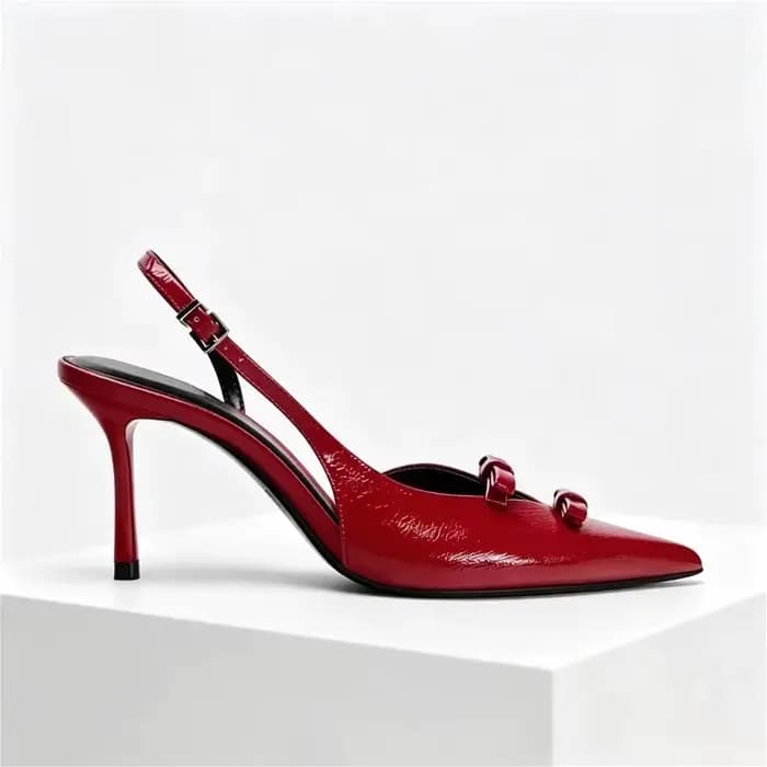 Sandales de luxe pour femmes, de marque, à bout pointu, à talons hauts, sexy, rouges, élégantes, avec nœud, pour soirée, chaussures habillées pour femmes